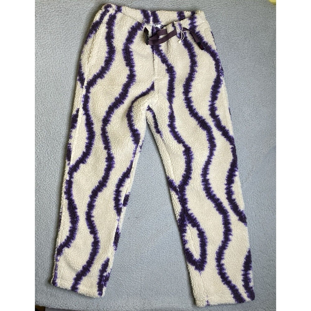 Gramicci Sherpa Pants Mens Medium 30x32 Natural Swirl Ivory Belted Fleece NWOT